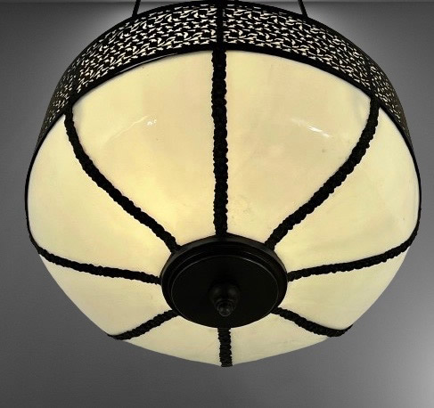 Opal Slag Glass Inverted Dome w/ Trellis & Cameos